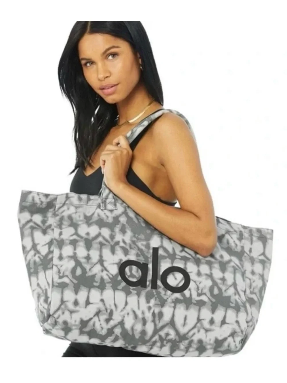 ALO Yoga Gray Tie-Dye Logo Tote